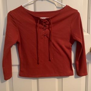Brandy Melville lace up long sleeve shirt